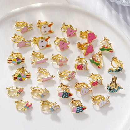 1 Set Cartoon Style Geometric Cartoon Enamel Alloy Ear Studs