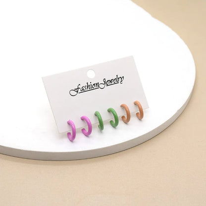 1 Set Casual Cute Simple Style Solid Color Alloy Earrings