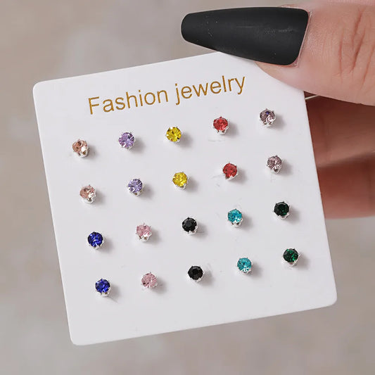 1 Set Casual Elegant Geometric Plating Inlay Alloy Zircon Ear Studs