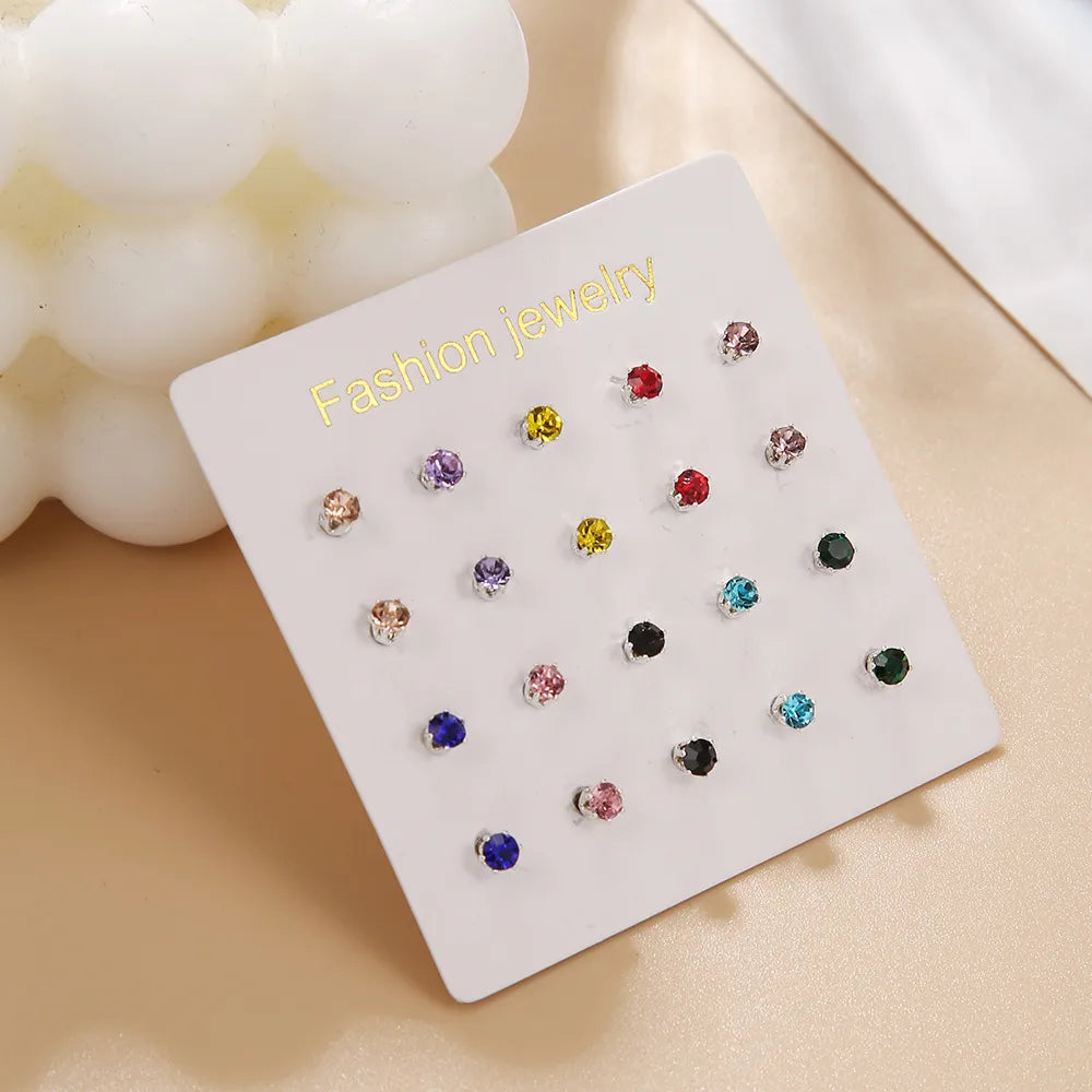 1 Set Casual Elegant Geometric Plating Inlay Alloy Zircon Ear Studs