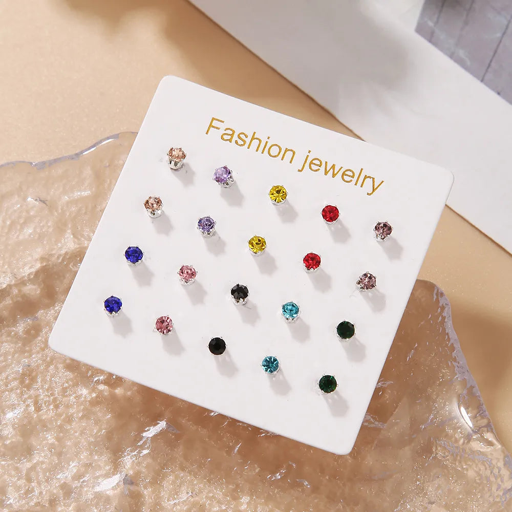 1 Set Casual Elegant Geometric Plating Inlay Alloy Zircon Ear Studs