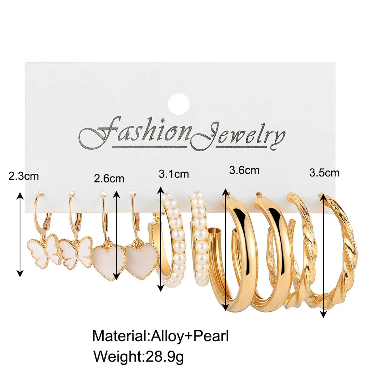 1 Set Casual Modern Style Heart Shape Butterfly Plating Inlay Alloy Pearl Hoop Earrings Drop Earrings