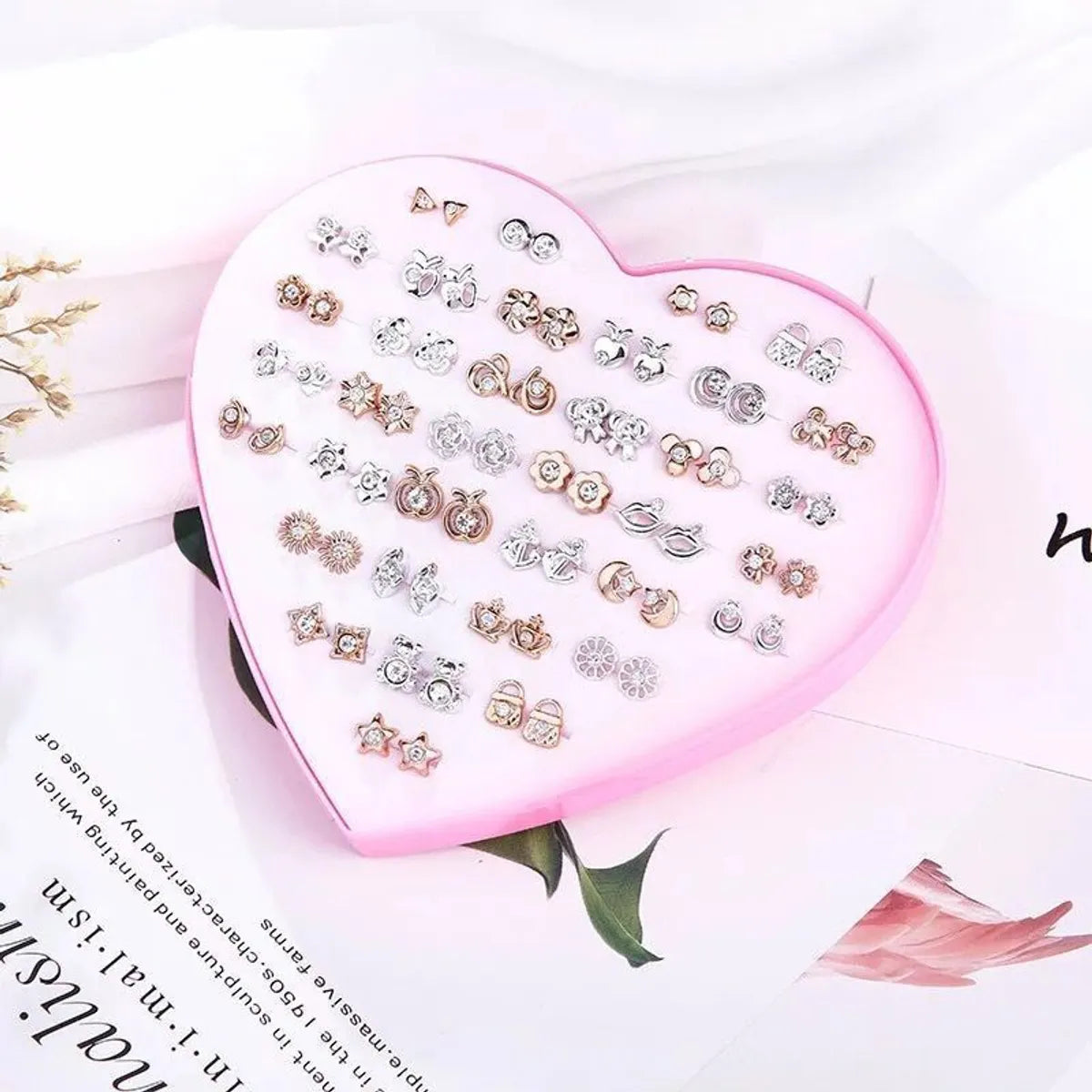 1 Set Casual Simple Style Animal Letter Fruit Enamel Plating Inlay Alloy Rhinestones Ear Studs