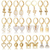1 Set Casual Simple Style Geometric Heart Shape Butterfly Inlay Alloy Rhinestones Pearl Earrings