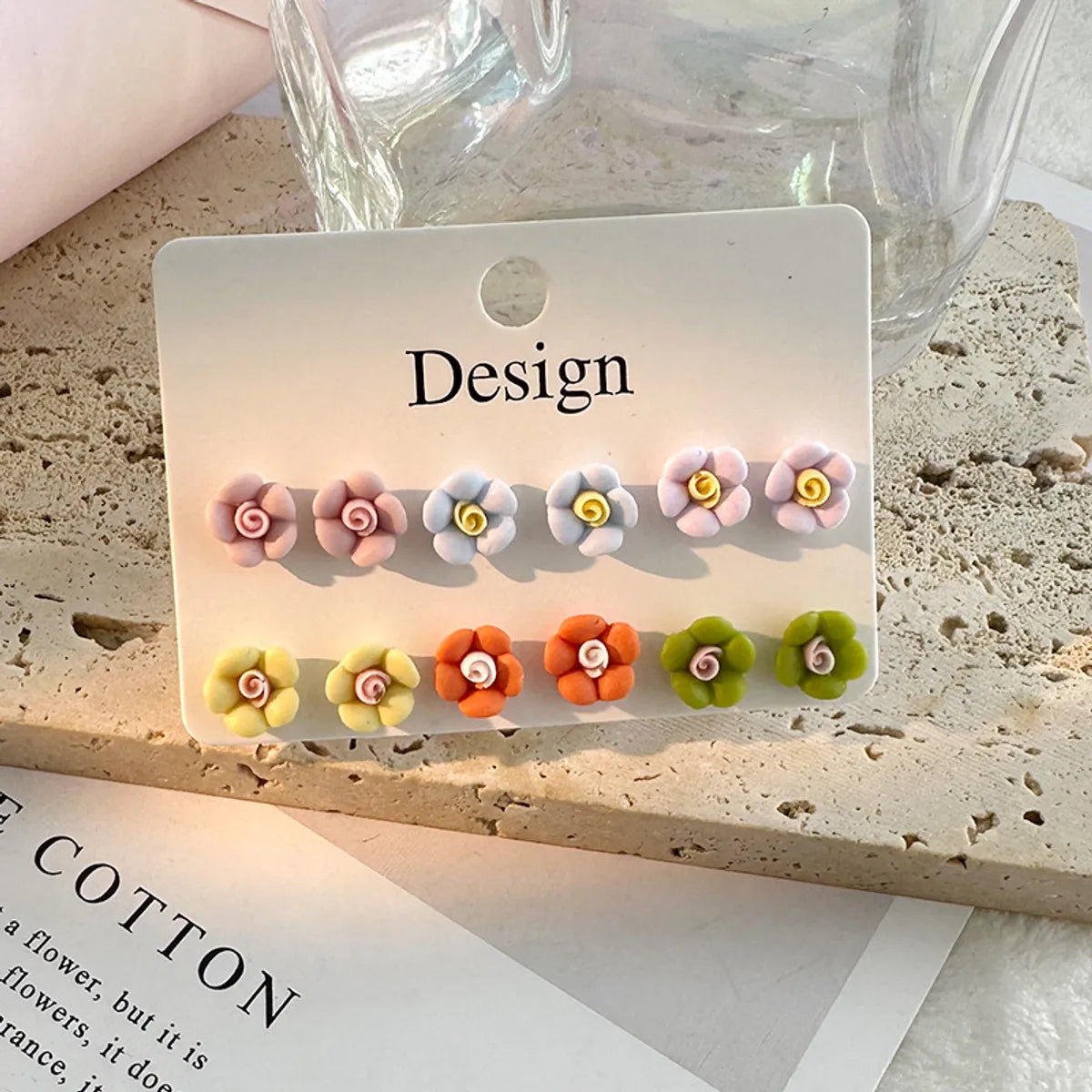 1 Set Casual Simple Style Heart Shape Flower Handmade Cloth Drop Earrings Ear Studs