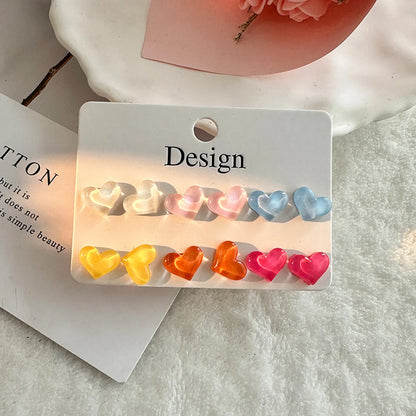 1 Set Casual Simple Style Heart Shape Flower Handmade Cloth Drop Earrings Ear Studs