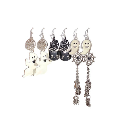 1 Set Casual Simple Style Pumpkin Letter Spider Web Enamel Alloy Drop Earrings