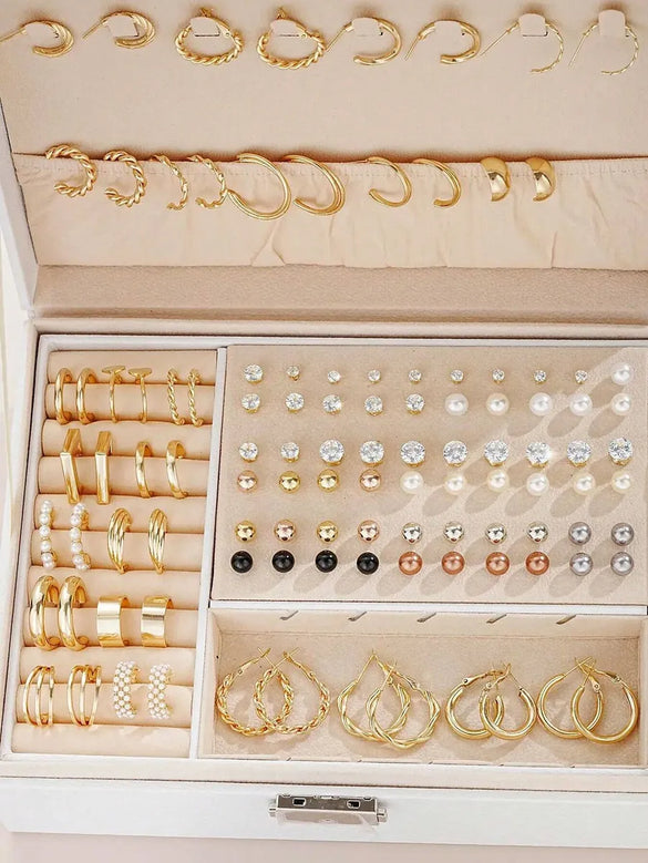 1 Set Casual Simple Style Round Inlay Alloy Pearl Zircon Earrings Ear Studs
