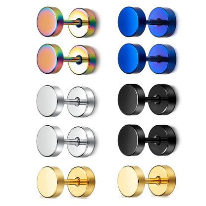 1 Set Casual Simple Style Round Solid Color Stainless Steel Ear Studs