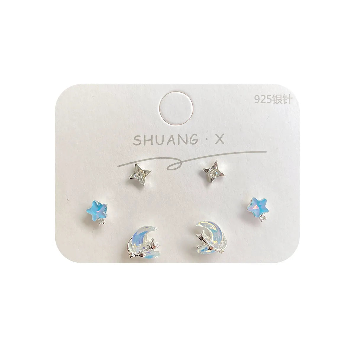 1 Set Casual Simple Style Star Moon Plating Alloy Resin Ear Studs