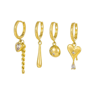 1 Set Casual Streetwear Tassel Heart Shape Plating Inlay Brass Zircon 18k Gold Plated Silver Plated Drop Earrings