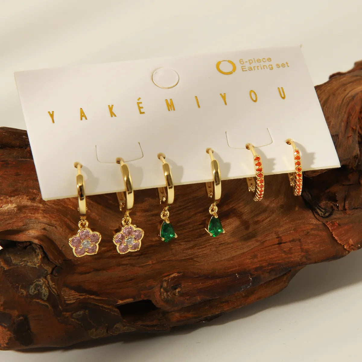 1 Set Yakemiyou Casual Water Droplets Heart Shape Flower Enamel Inlay Copper Pearl Zircon 14K Gold Plated Drop Earrings