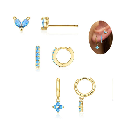 1 Set Classic Style Geometric Flower Plating Inlay Copper Birthstone Drop Earrings Earrings Ear Studs