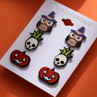 1 Set Commute Cartoon Printing Arylic Drop Earrings