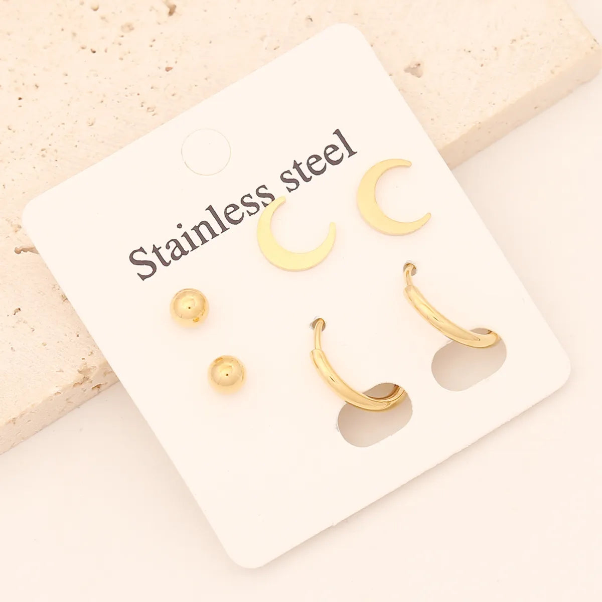 1 Set Commute Star Heart Shape Plating Stainless Steel Gold Plated Earrings Ear Studs