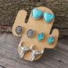 1 Set Cowboy Style Classic Style Cactus Heart Shape Boots Plating Inlay Zinc Alloy Turquoise Ear Studs