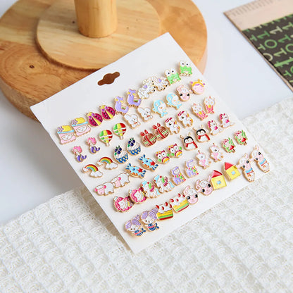 1 Set Cute Cartoon Plating Alloy Ear Studs