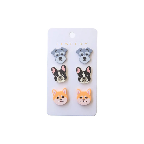 1 Set Cute Dog Plastic Ear Studs