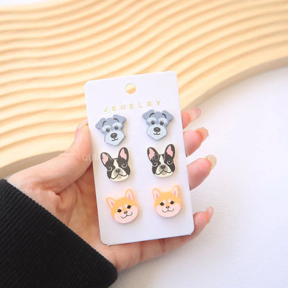 1 Set Cute Dog Plastic Ear Studs