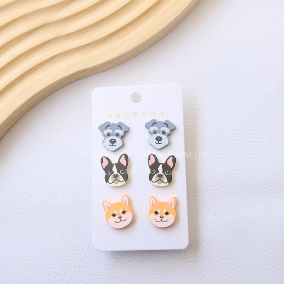 1 Set Cute Dog Plastic Ear Studs