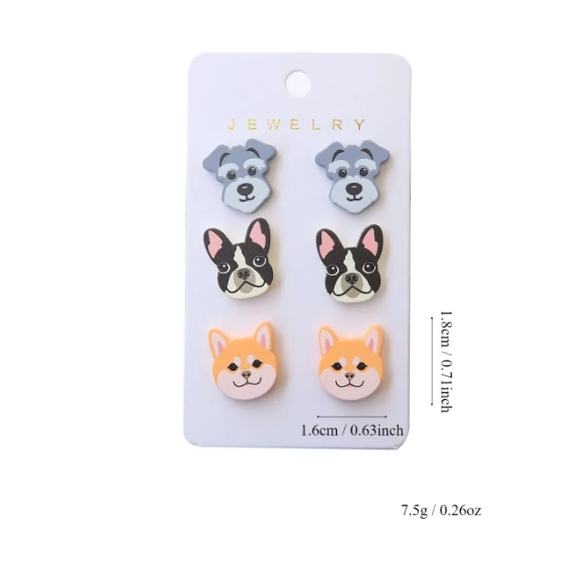 1 Set Cute Dog Plastic Ear Studs