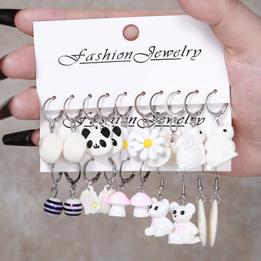 1 Set Cute Geometric Flower Plating Resin Drop Earrings Earrings