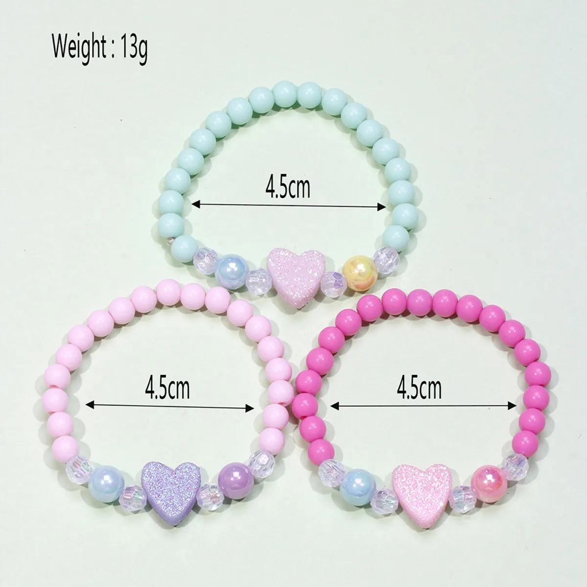 1 Set Cute Heart Shape Plastic Beaded Kid'S Bracelets