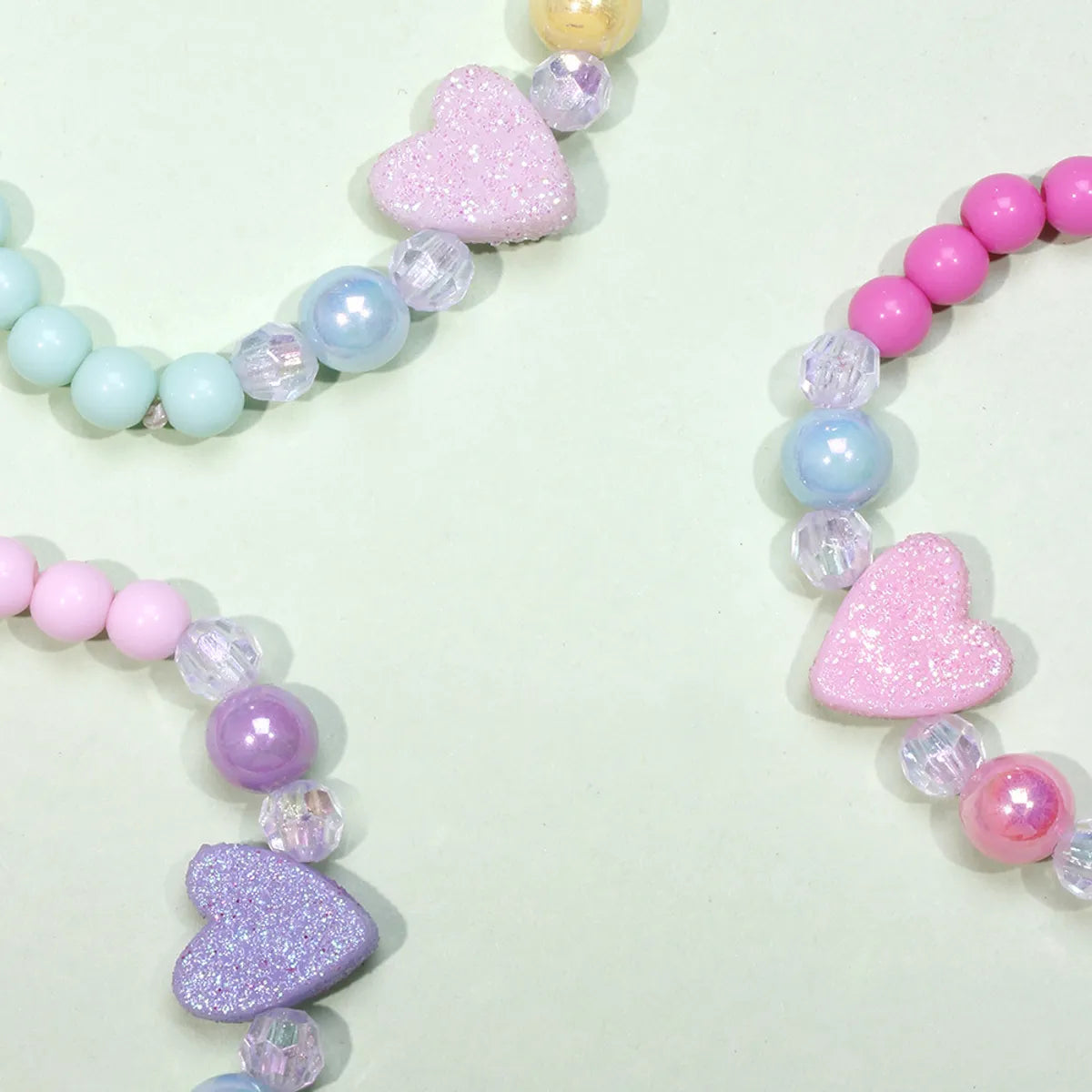 1 Set Cute Heart Shape Plastic Beaded Kid'S Bracelets