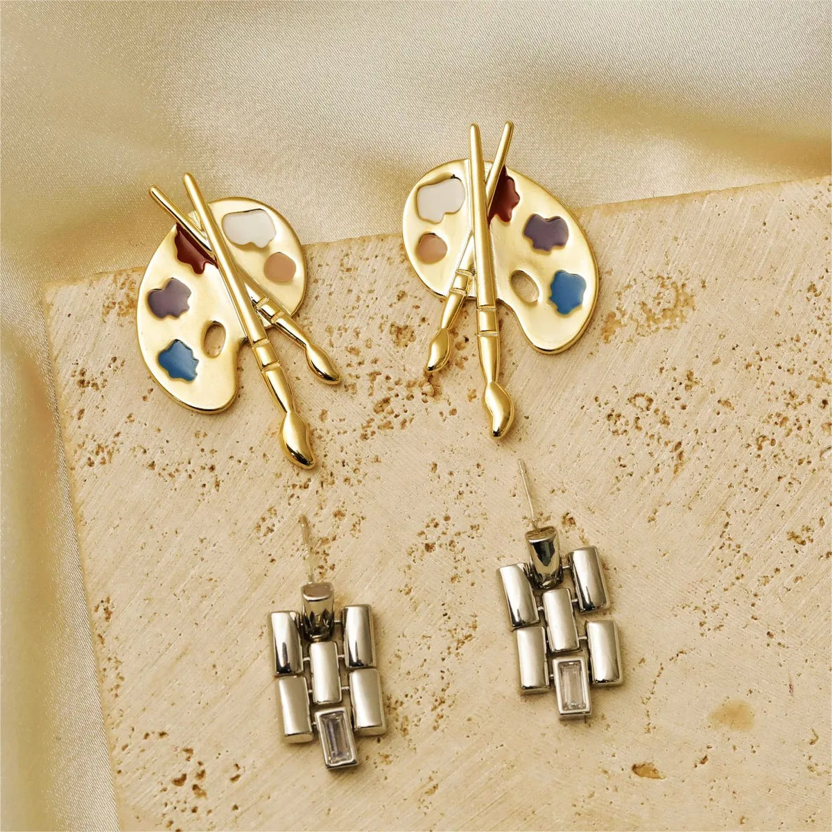 1 Set Cute Lady Commute Circle Heart Shape Daisy Inlay Copper Artificial Pearls Zircon Earrings