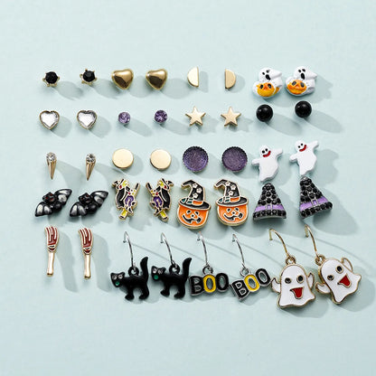 1 Set Cute Pumpkin Skull Alloy Ear Studs