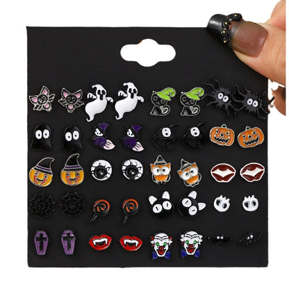 1 Set Cute Pumpkin Skull Alloy Ear Studs