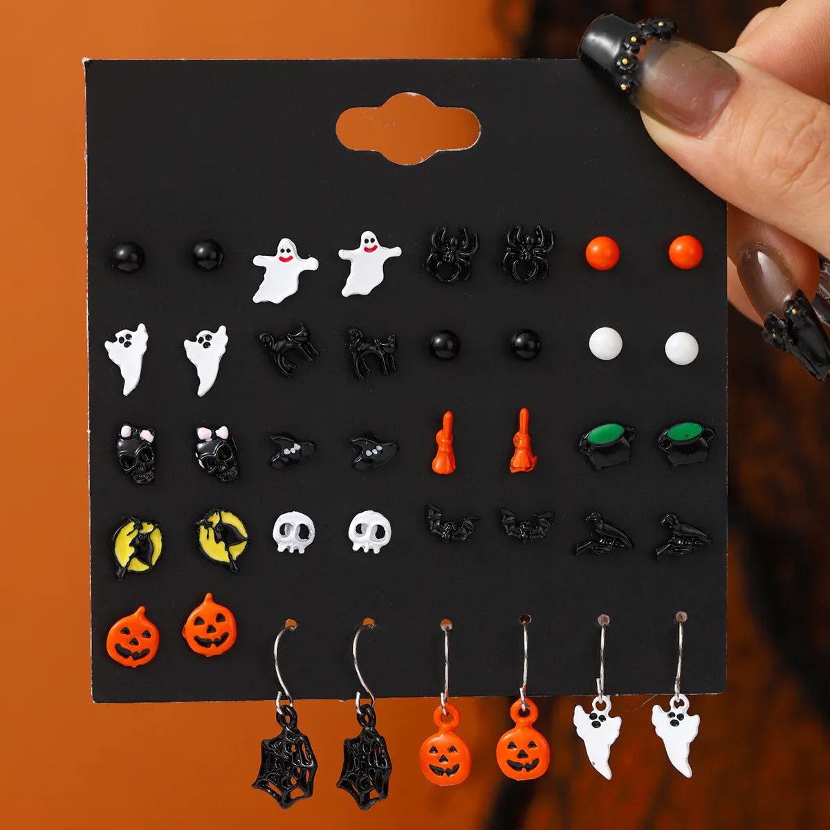 1 Set Cute Pumpkin Skull Alloy Ear Studs