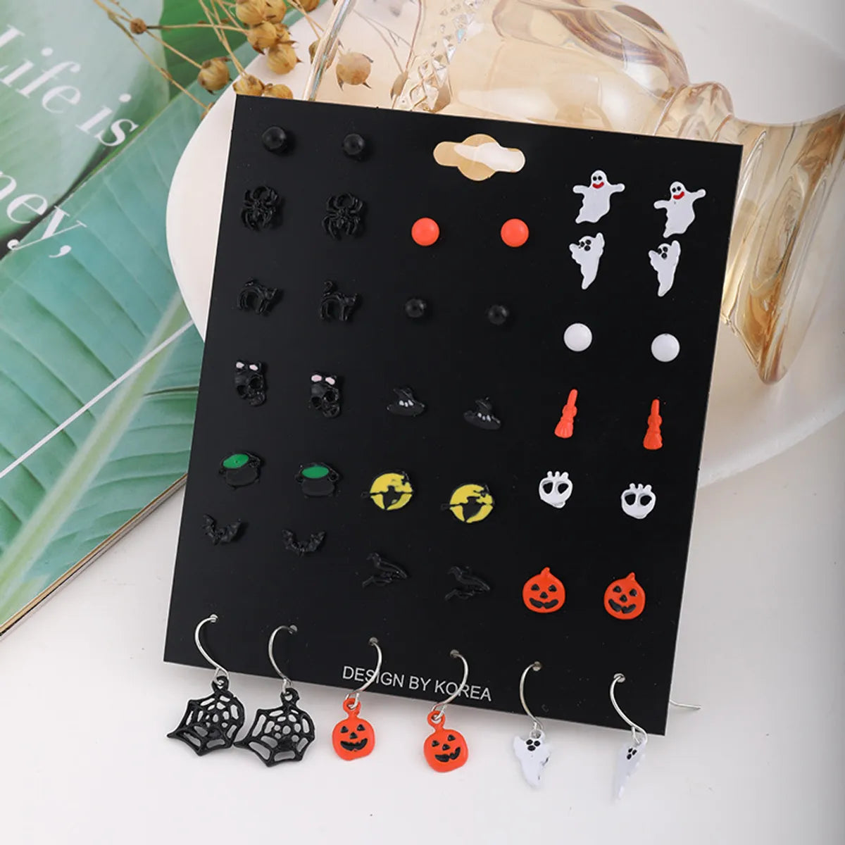 1 Set Cute Pumpkin Skull Alloy Ear Studs