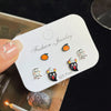 1 Set Cute Pumpkin Spider Magic Hat Handmade Resin Ear Studs