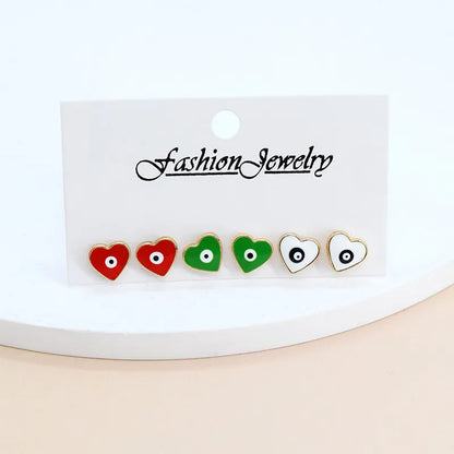 1 Set Cute Simple Style Heart Shape Alloy Ear Studs