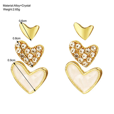 1 Set Cute Simple Style Heart Shape Inlay Alloy Zircon Ear Studs