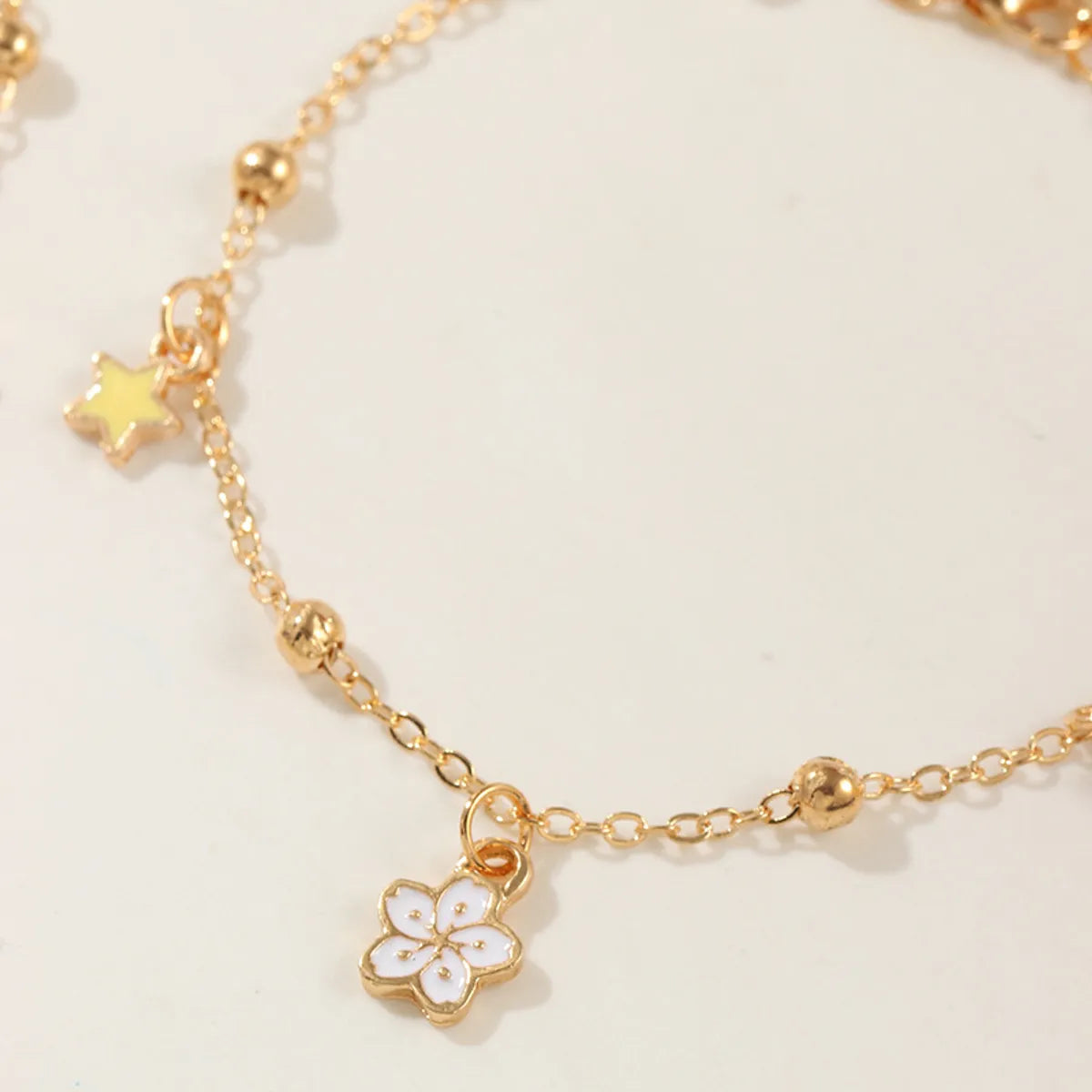 Cute Star Heart Shape Flower Metal Girl's Bracelets