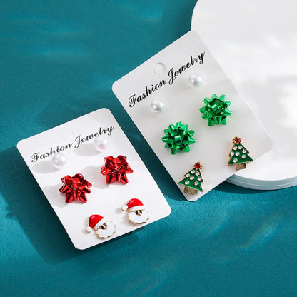 1 Set Cute Sweet Christmas Tree Flower Enamel Alloy Ear Studs