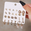 1 Set Cute Sweet Simple Style Heart Shape Flower Plating Inlay Alloy Rhinestones Hoop Earrings Ear Studs