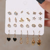 1 Set Cute Sweet Simple Style Heart Shape Flower Plating Inlay Alloy Rhinestones Hoop Earrings Ear Studs