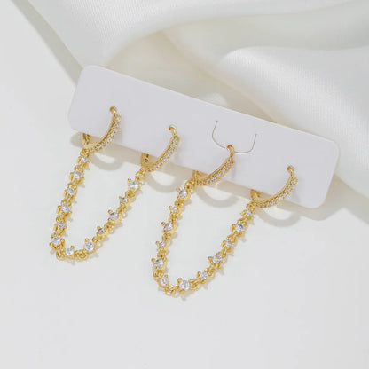 1 Set Cute Sweet Solid Color Plating Inlay Brass Zircon 18k Gold Plated Silver Plated Drop Earrings