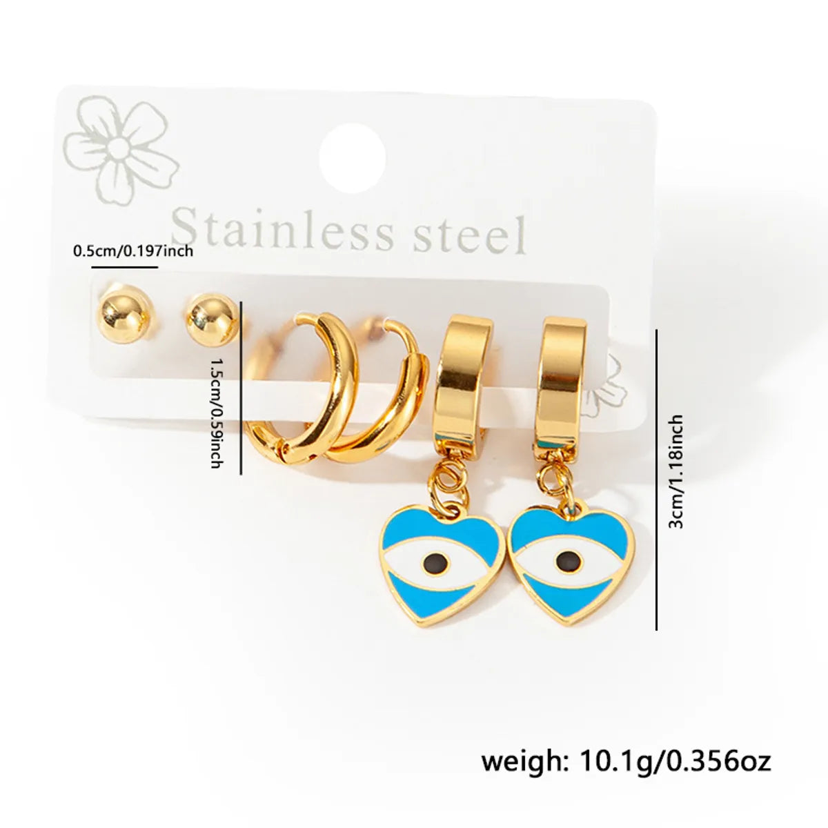 1 Set Elegant C Shape Devil'S Eye 304 Stainless Steel Drop Earrings