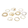 1 Set Elegant Flower Imitation Pearl Plating Women's Rings Wave Ring