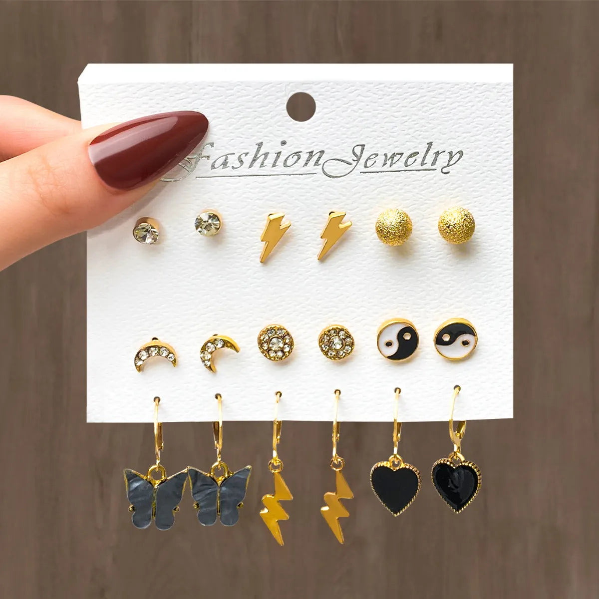 1 Set Elegant Heart Shape Flower Butterfly Alloy Plating Inlay Artificial Gemstones Women'S Drop Earrings Ear Studs