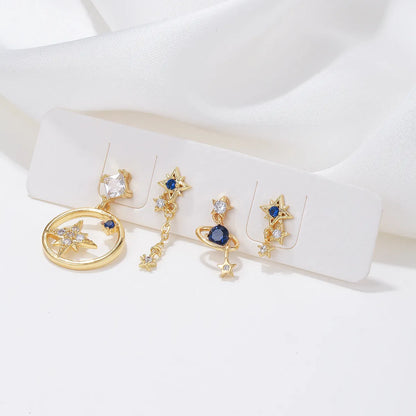 1 Set Elegant Lady Geometric Plating Inlay Brass Zircon 18k Gold Plated Silver Plated Earrings