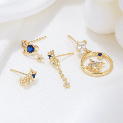 1 Set Elegant Lady Geometric Plating Inlay Brass Zircon 18k Gold Plated Silver Plated Earrings