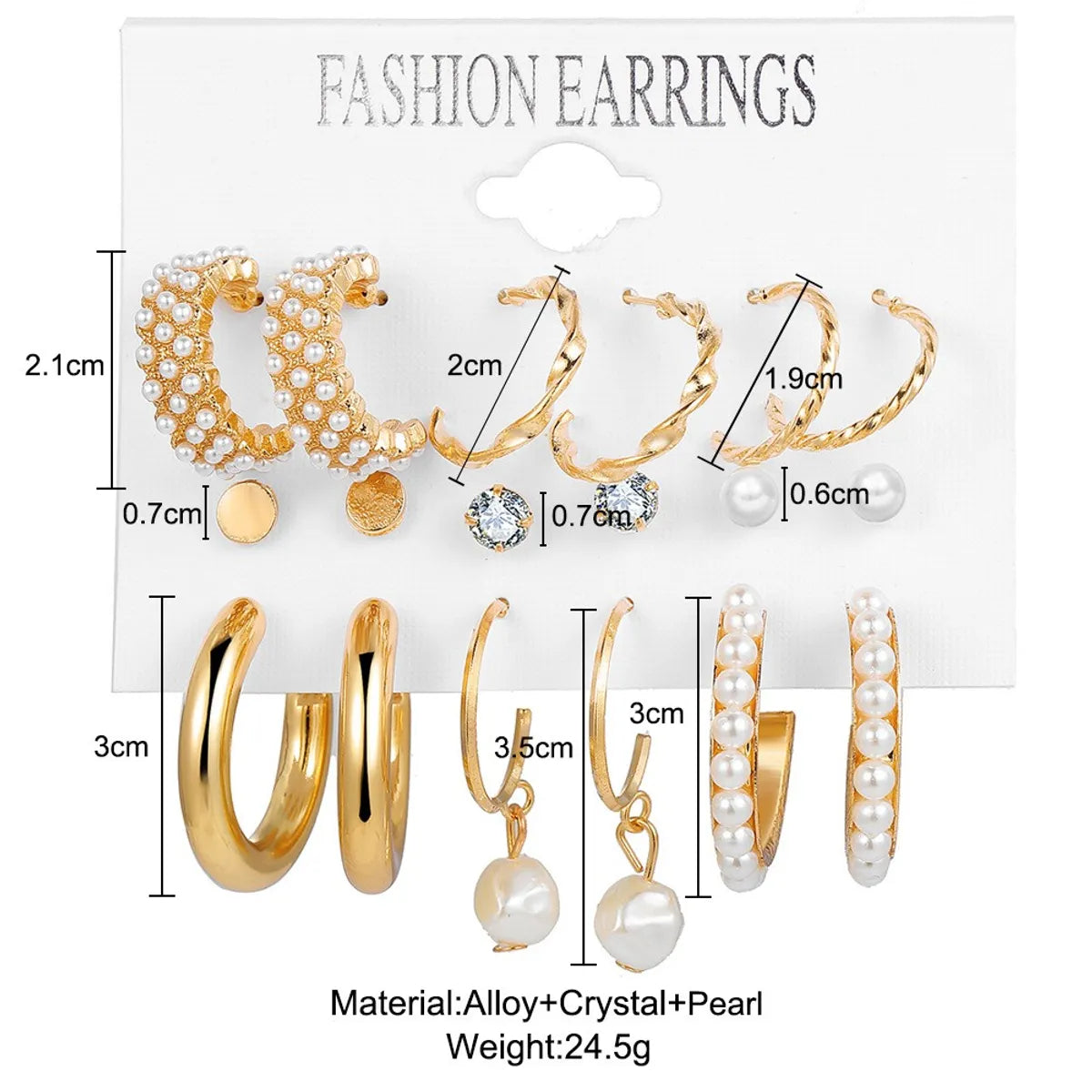 1 Set Elegant Retro Classic Style C Shape Round Heart Shape Inlay Alloy Artificial Pearls Rhinestones Zircon 14K Gold Plated Silver Plated Earrings