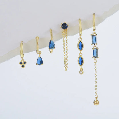 1 Set Elegant Simple Style Geometric Tassel Plating Inlay Brass Zircon 18k Gold Plated Drop Earrings