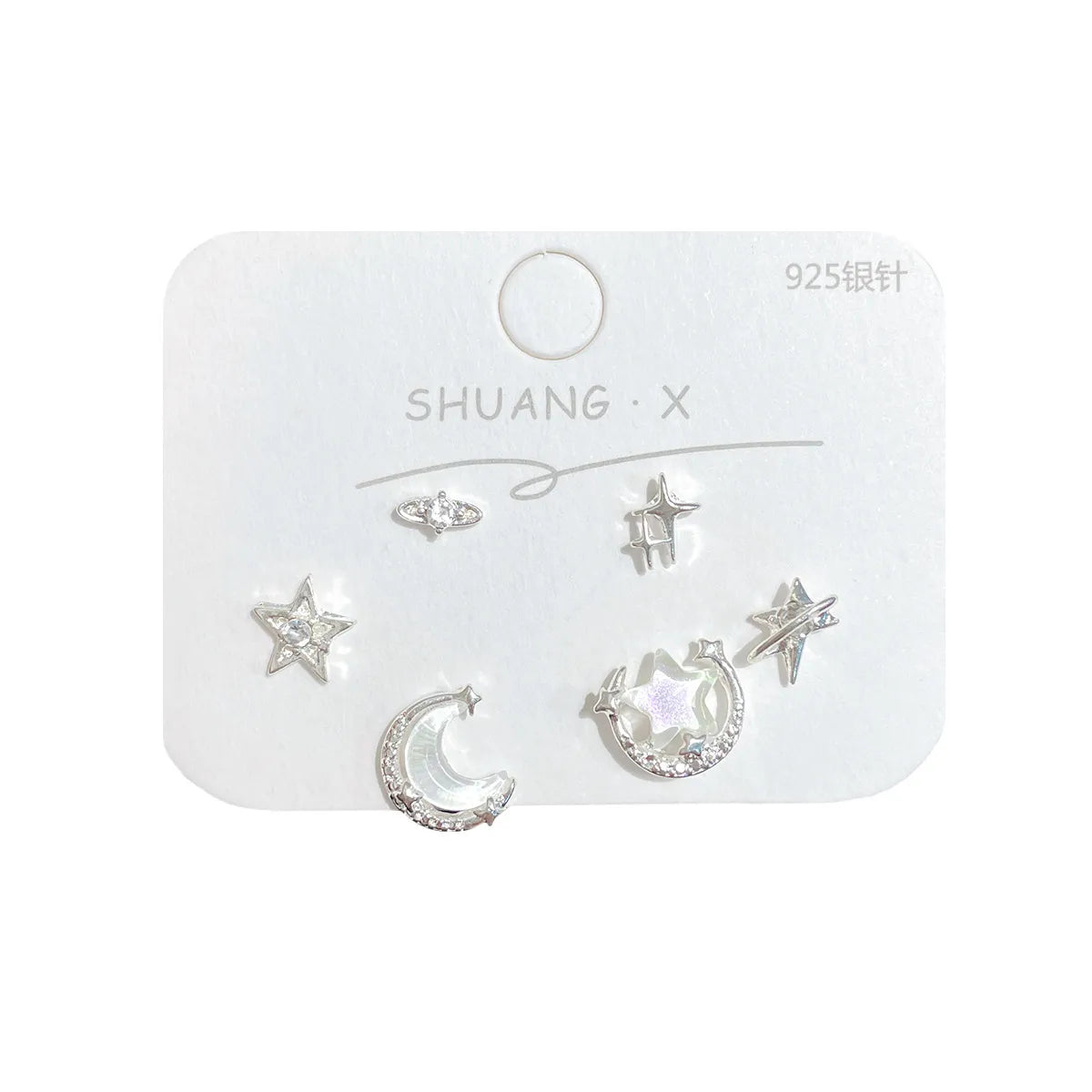 1 Set Elegant Simple Style Star Moon Inlay Alloy Zircon Drop Earrings Ear Studs