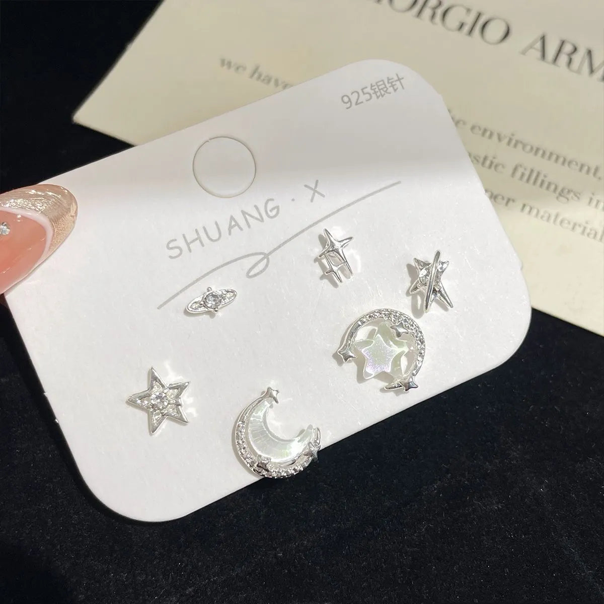 1 Set Elegant Simple Style Star Moon Inlay Alloy Zircon Drop Earrings Ear Studs